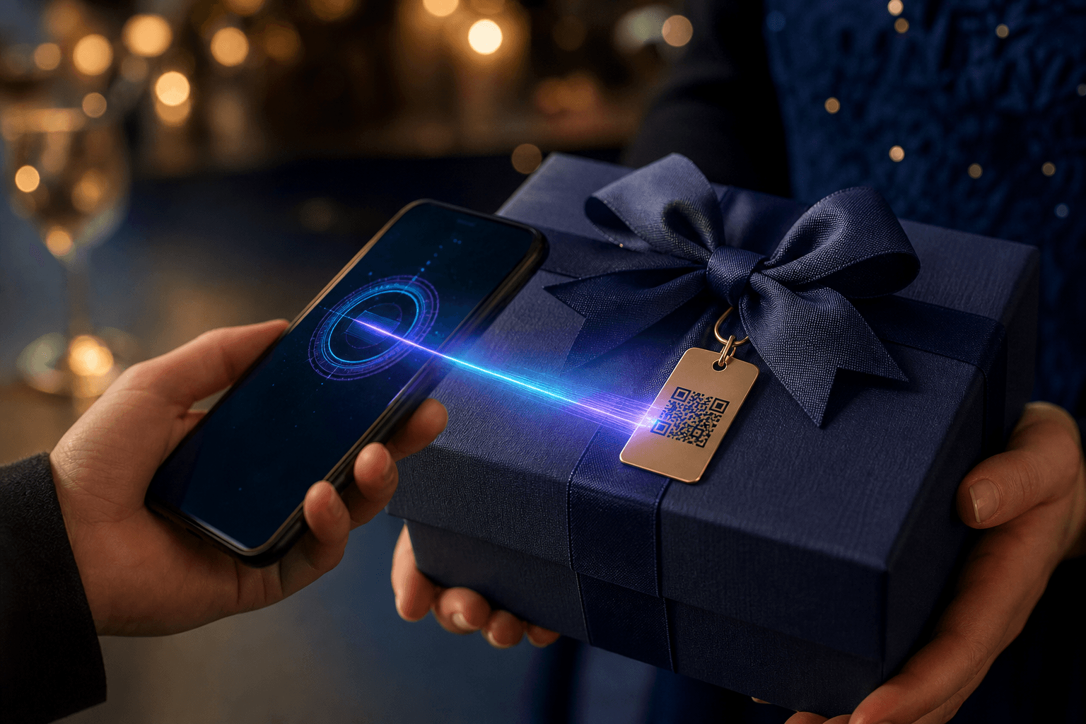 Gift box with a LivingTag memory scan moment