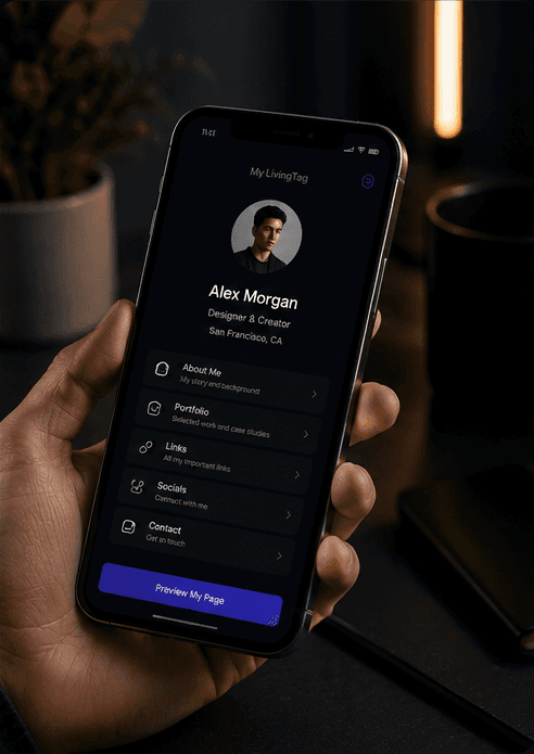 Creating a shareable LivingTag page on a phone