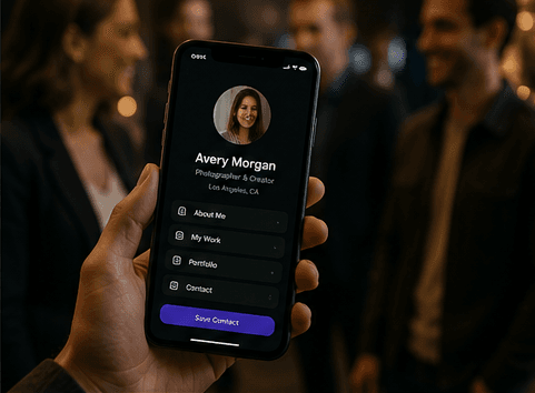 A creator profile page opened from a QR scan